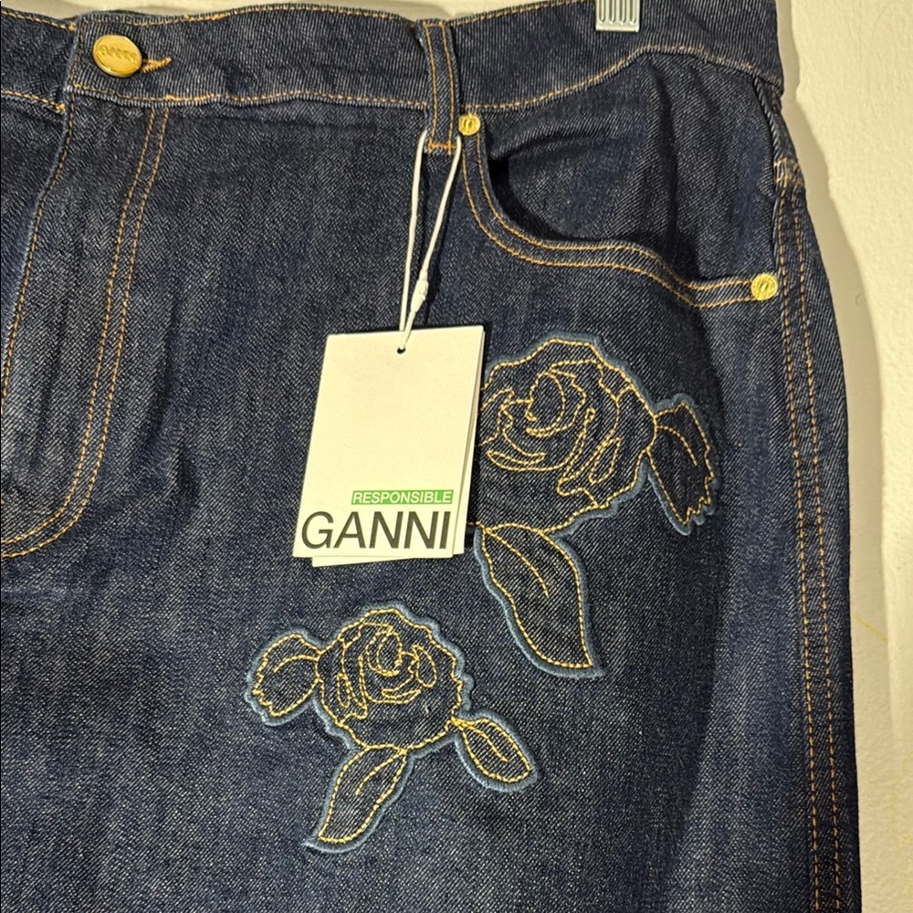 NWT GANNI Rinse Rose Denim Maxi Skirt euro 52 us L to XL - Picture 5 of 9